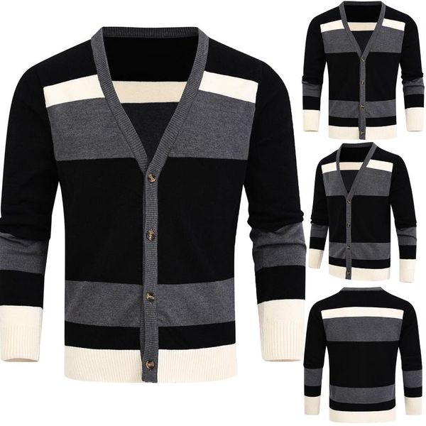 

men's sweaters grade autum winter brand fashion knitted men cardigan sweater black korean casual coats jacket mens clothing 2021 #t3g, White;black