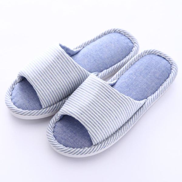 

soft indoor shoes striped summer slippers anti slip couple fluffy, Black