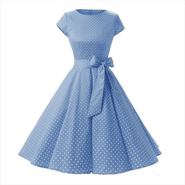 

50s retro vintage polka womens dress dots short sleeve summer rockabilly swing party, Black;gray