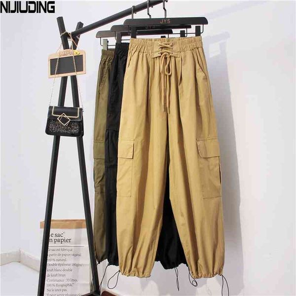 

women's autumn korean version of elastic tie high waist slimming casual leggings loose and versatile harem pants 210514, Black;white