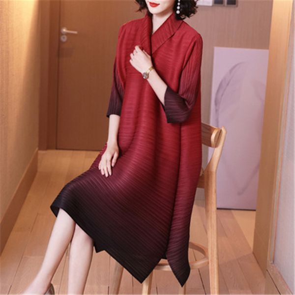 

casual dresses women's miyake fold dress fat mm mother spring and autumn small man fashion loose plus size 7lqo, Black;gray