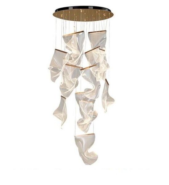 Art Paper Ferro Acril Desinger LED Lampade a sospensione dorata Lampadario Golden Lighting Luster Suspension Luminaire Lampen per sala da pranzo
