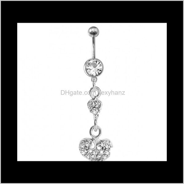 

& bell drop delivery 2021 d0623 ( 1 color ) nice heart button ring retail selling navel rings body piercing jewelry dangle accessories fashi, Silver