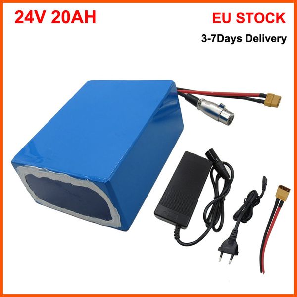 

500w 24v 20ah lithium 18650 ebike battery pack 24 volt 7s li-ion e bike bicycle scooter bateria 250w motor with 29.4v 3a charger eu stock