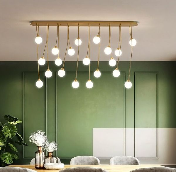 Novità Lampadario LED Soffitto Sala da pranzo Soggiorno G9 Sfera di vetro Lampada a sospensione Multi-testa Caffè / Oro Cucina Apparecchi moderni