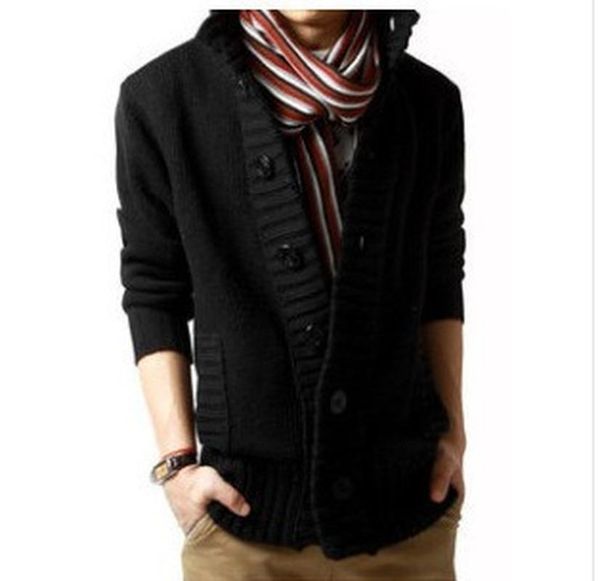 

men's sweaters 2021 fall/winter sweater thicken korean knitted thick needle cardigan mens clothes man coat, White;black