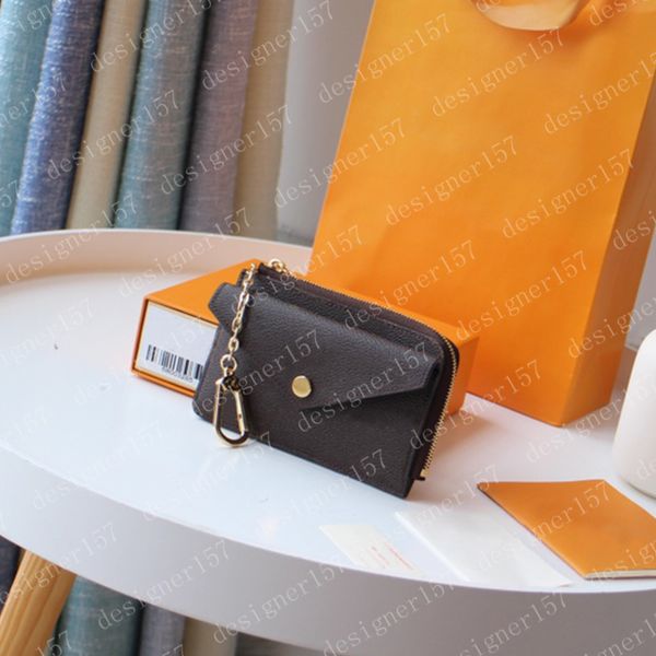 

2022 card holder recto verso fashion womens mini zippy brown wallet coin purse bag belt charm key pouch pochette accessoires 69431 lpo05, Brown;gray