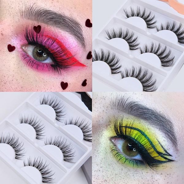 

pairs makeup false eyelashes with tweezer kit natural realistic crisscross messy fake lashes handmade lash transparent stems