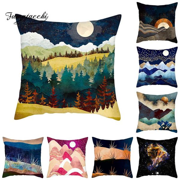 

cushion/decorative pillow fuwatacchi sunset landscape cushion cover river mountain forest tree po covers for home sofa decor throw cases