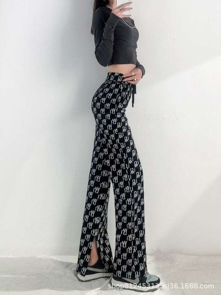 

spring and summer straight wide leg trousers, high waist, black chiffon waistless, cotton temperament commuter trousers, Black;white