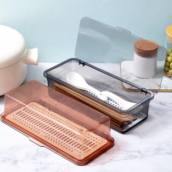 

flat cutlery tray kitchen drawer storage box with lid and drainer plastic & organization