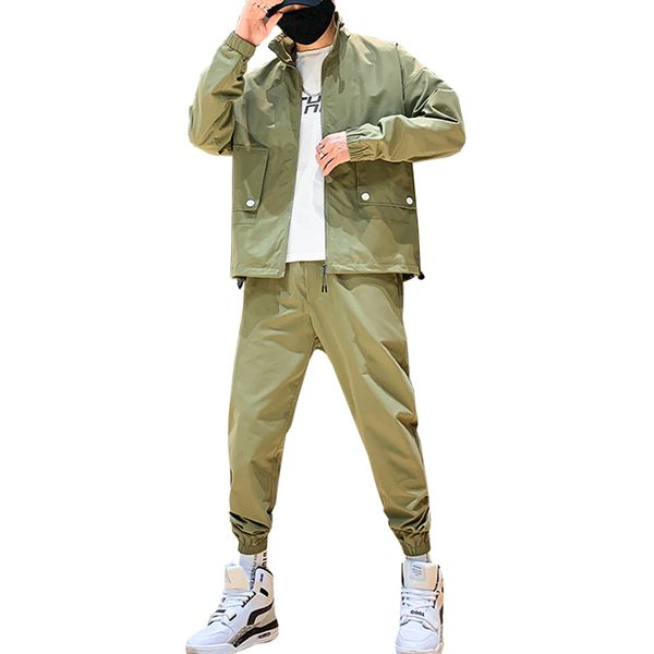 

men's tracksuits men streetwear hip hop tracksuit two piece set sweatsuit cargo pand and hooded jackets outwear clothing suit 2l5r, Gray