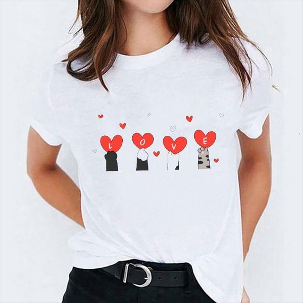 

cat love pet animal women t shirts 90s printing fashion print lady womens graphic shirt ladies tee, White