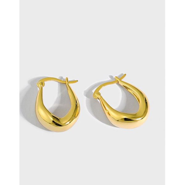 

hoop & huggie real 925 sterling silver earrings for women irregular u shaped chic korean elegant earings minimalist fashion jewelry 2021, Golden;silver