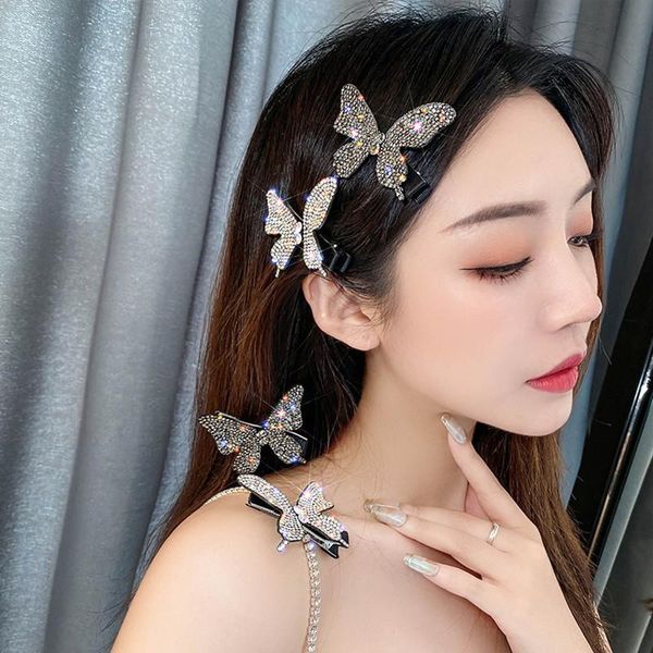 

hair clips & barrettes korean shiny butterfly hairpins elegant lady full crystal for women fashion summer holiday accessories, Golden;silver
