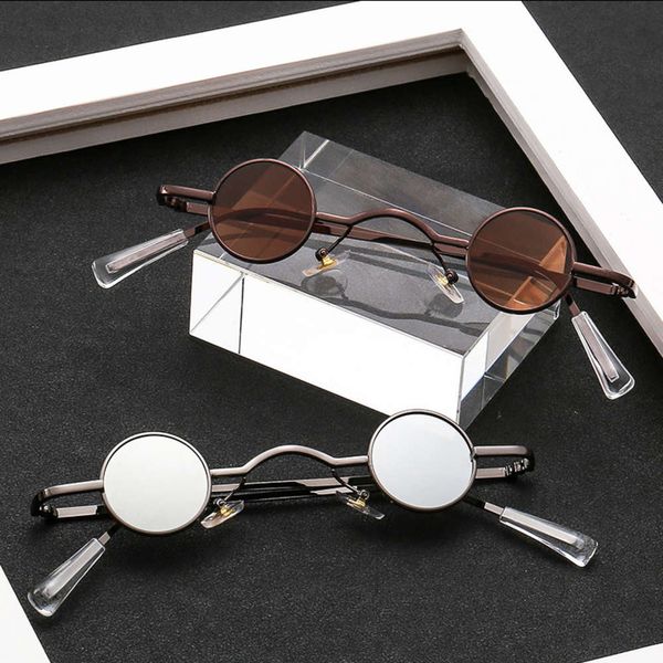 

sunglasses steampunk round frame sunshade metal sunglasses 6698, White;black