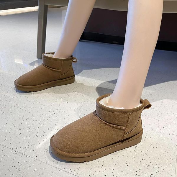 

boots arrival 2021 autumn and winter fashion trend ladies snow comfortable warm short plush size 35-40, Black