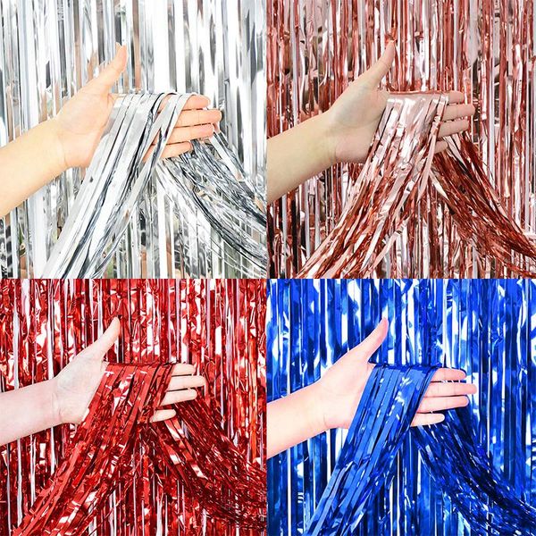

party decoration 2x1m diy glitter colored fringe curtain metallic foil tassel backdrop kids birthday decor wedding holiday baby shower