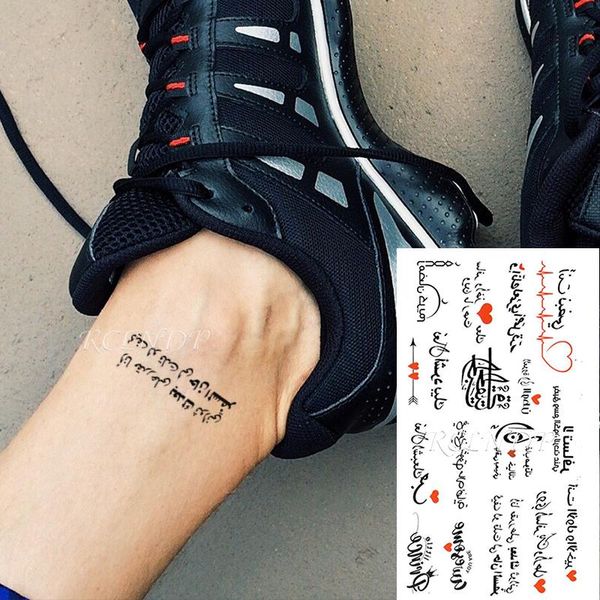 

temporary tattoos waterproof tattoo sticker arabic letter heartbeat heart love pattern personality fake tatoo flash tatto for women men