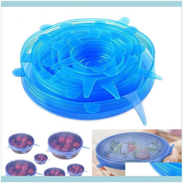 Altri utensili da cucina Cucina, Sala da pranzo Giardino domestico6Pcs / Set Coperchio a ventosa-Ciotola Coperchio per pentola-Sil Coperchi elasticizzati Sile Coperchio per versamento di frutta Sto