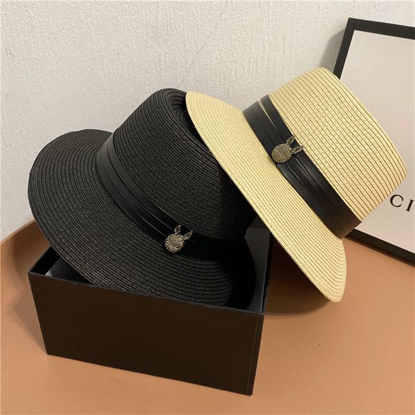 

drill rabbit belt hard grass fisherman's straw style flat hat outdoor beach hat, Yellow