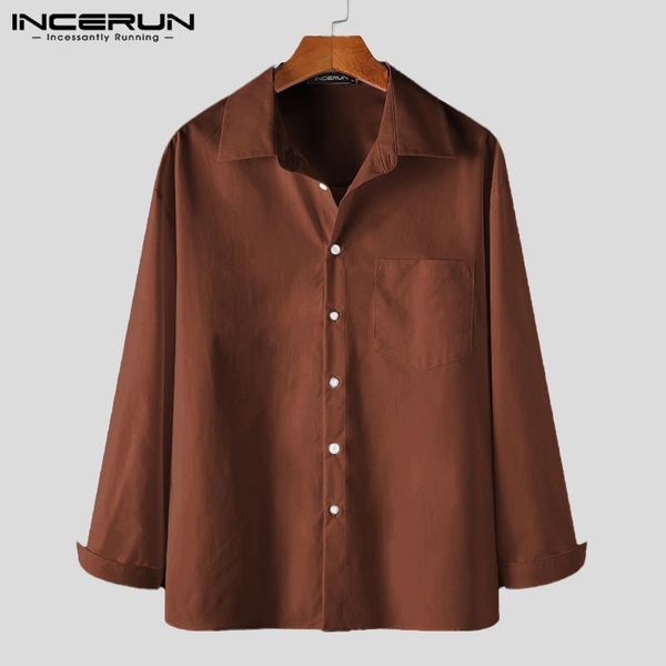 

fashion buttons dress shirts men solid color turn down collar blouse spring man loose pocket camisa masculina 5xl men's casual, White;black