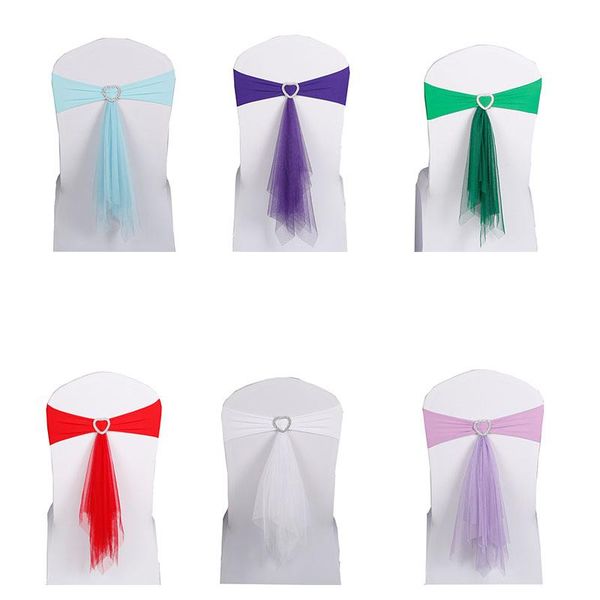 

100pcs heart silk tessal chair sashes knot decoration for wedding stretch cover band