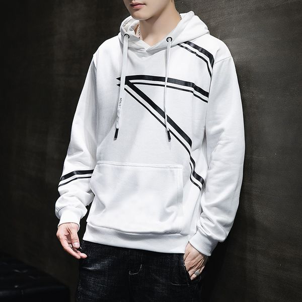 

Youth men's thin hooded Pullover casual Sweatshirt sweater Korean long sleeve T-shirt Fashion Top, Black