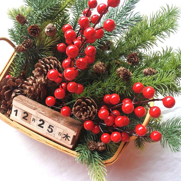 

decorations oil pine decoration larch cone red fruit christmas diy accessories