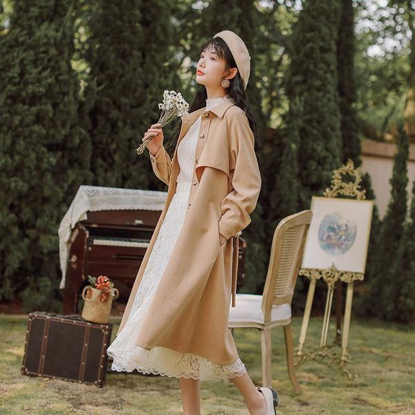 

women's knits & tees cmazcmaz 2021 autumn and winter thickening trench coat can be used for two-way dress, White