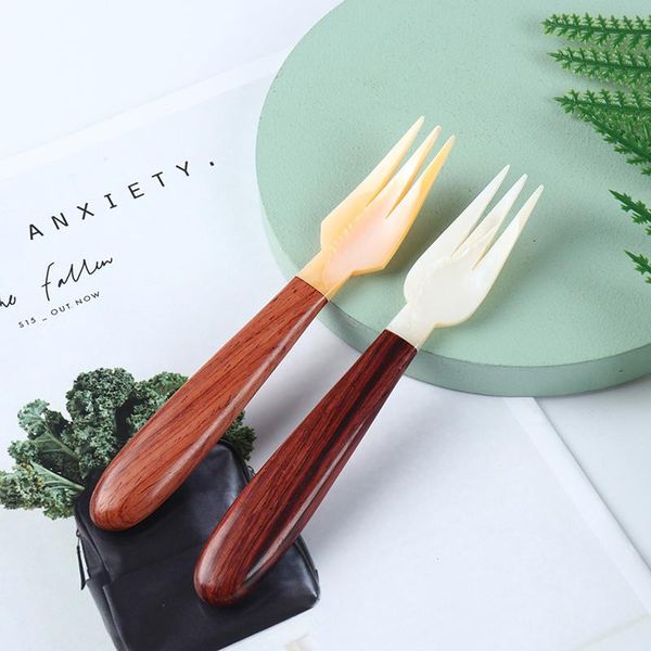 

natural conch shell spoon caviar seashells fork tableware cake desserts forks