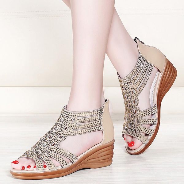 

dress shoes women summer wedges high heels sandals ladies fashion open toe gladiator casual i0152, Black