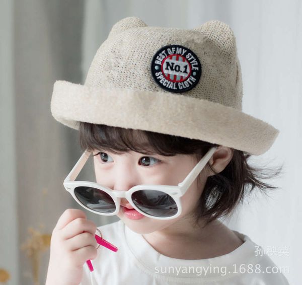 

children's sun hat, straw cotton and linen hat (hoop yarn hat), Yellow