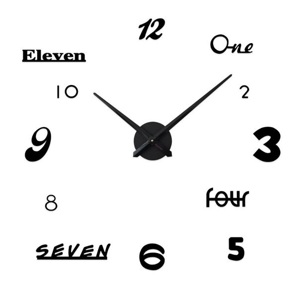 

wall clocks numbers letters sticker modern digital clock quartz needle for home office decoration creative accessories decor