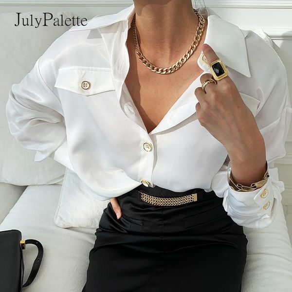 

women's blouses & shirts julypalette ol style turn-down collar women blouse spring summer female white ladies work blusas femme 2021