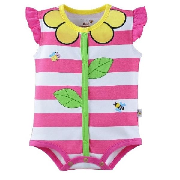 

floral stripe baby girls bodysuits 100% cotton baby girl clothes newborn jumpsuit ropa de bebe infant shirts 210413, Blue