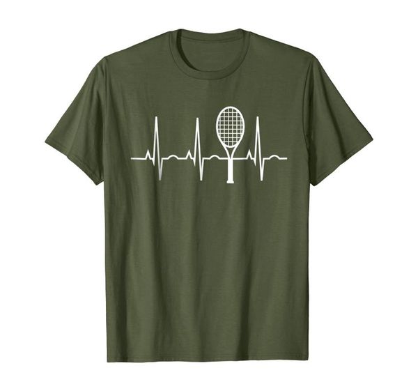 

men's t-shirts tennis heartbeat shirt gift tee for players fans, White;black