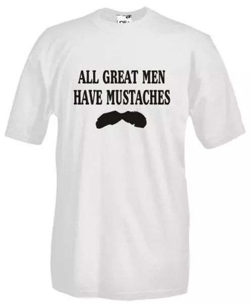 

j37 mesh all great men have a moustache, hipster t-shirt, White;black