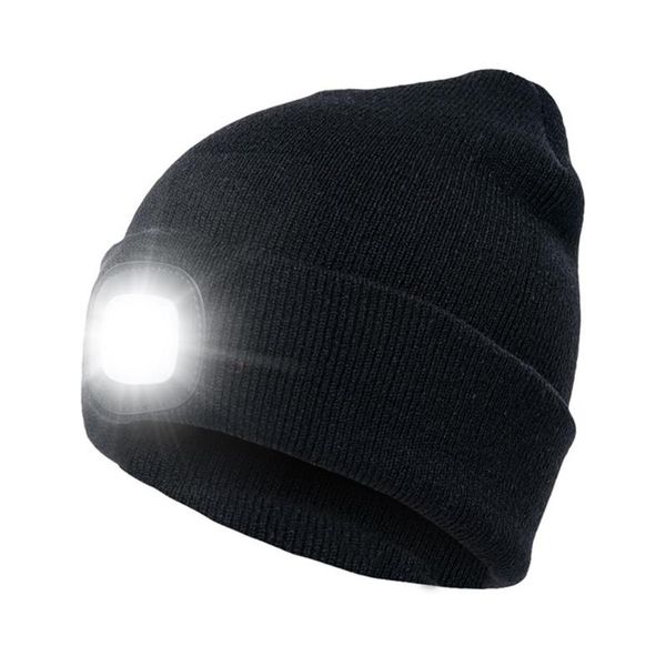 

warm outdoor lighted knit hat with led light sweater cap hats, Black;white