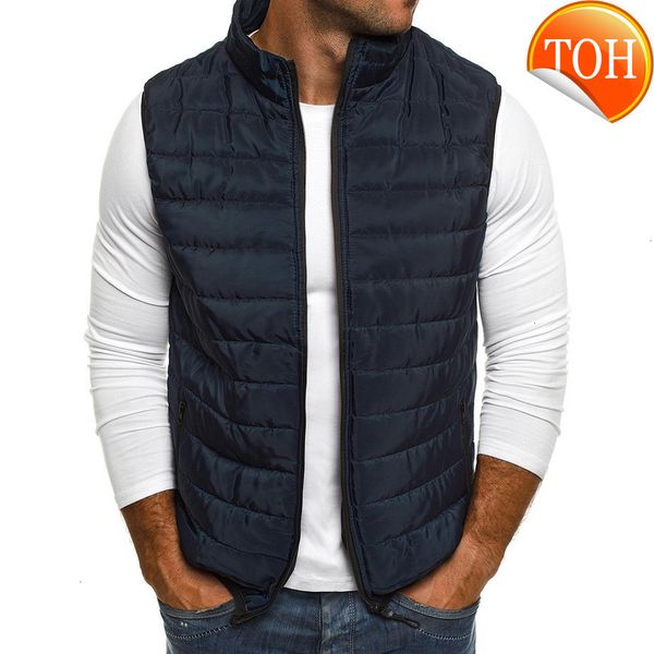 

vest men autumn jackets 2022 thick vests man sleeveless coats male warm cotton-padded waistcoat ve001, Black