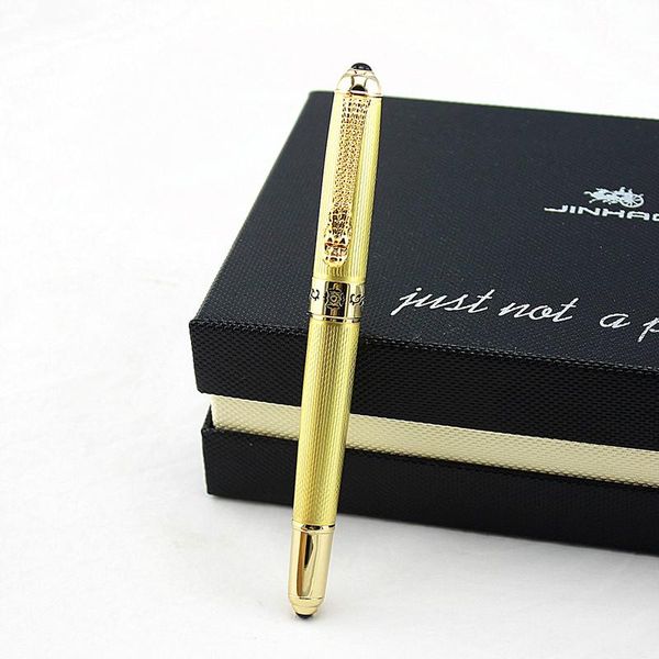 

vintage jinhao fountain pen gold trim dragon clip 0.5mm fine nib calligraphy stationery office school supplies pens