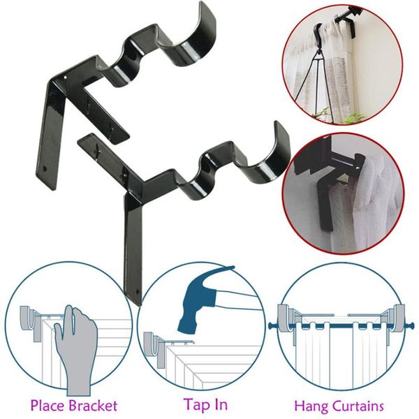 

2xcurtain rod bracket hang shower curtain holders tap right into window frame storage rack railing holder for j#1 curtains