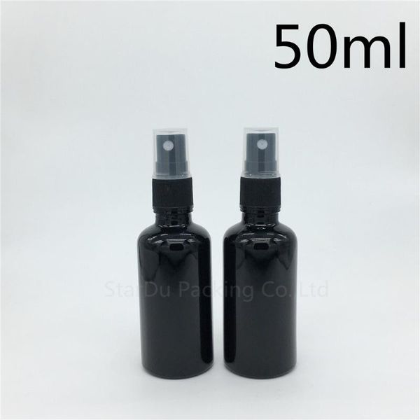 

storage bottles & jars 500pcs/lot 50ml black glass bottle with perfume sprayer,50cc essential oil spray bottle, factory wholesale