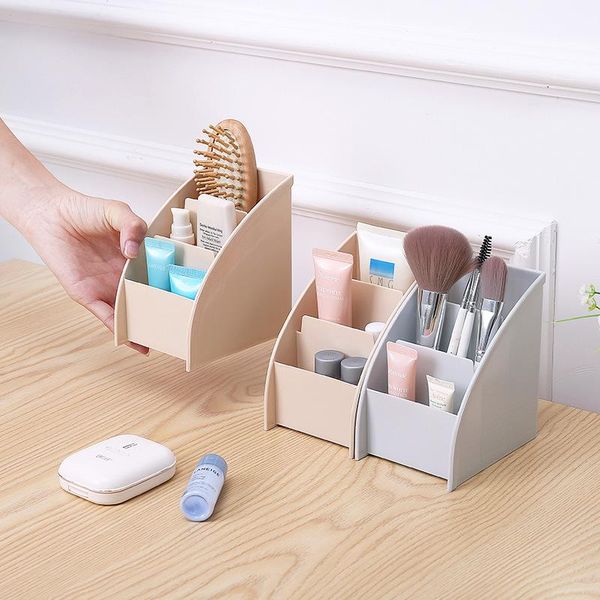 

storage boxes & bins remote control box trapezoid cosmetic creative living room office desk finishing 3 grid plastic