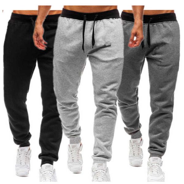 Erkek Joggers Rahat Pantolon Spor Erkekler Eşofman Dipleri Sıska Sweatpants Pantolon Katı Renk Spor Salonları Jogger Parça Pantolon 3XL Y0811