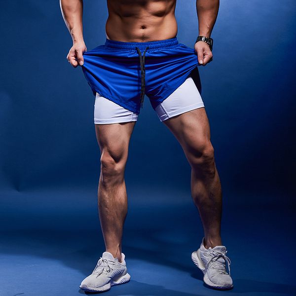 

marathon running shorts men 2 in 1 jogging fitness shorts training quick dry mens gym men sport gym pants 1, Black;blue