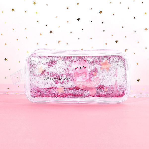 

DUUB cartoon pencil bags quicksand oil at the begning of school season girl's heart large capacity storage cartoon quicksand in the oil pen