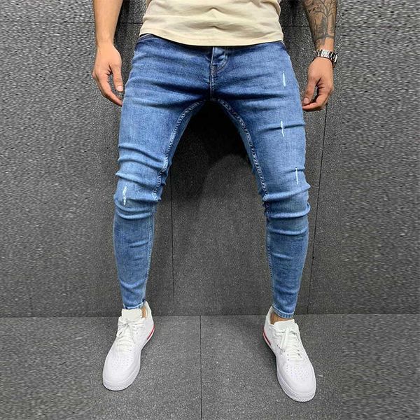 

blue jeans, popular striped pencil pants, hip hop street fashion, autumn