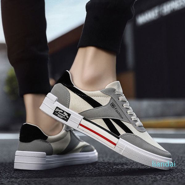 

men's 2021 new breathable canvas shoes trend versatile, Black