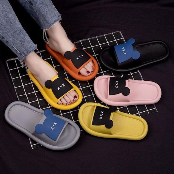 

fashion cartoon thick-soled slipper women bathroom non-slip heavy bottom slippers indoor and outdoor plastic, Black